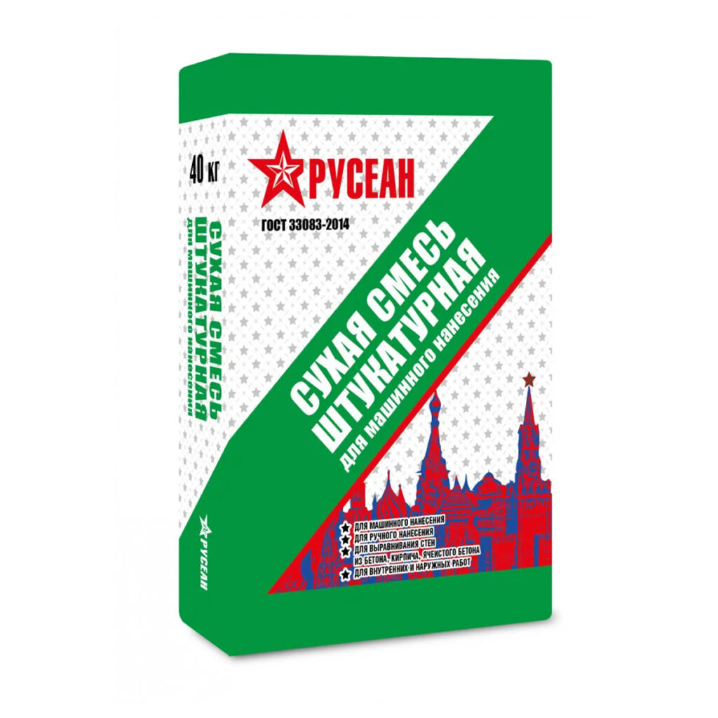 Русеан Штукатурная сухая смесь для машинного нанесения в мешках по 40кг